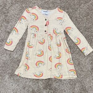 Old Navy Beige Toddler Dress with Rainbow Print
